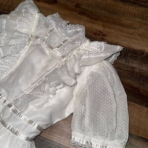 Gunne Sax VTG Jeunes Filles Girls White Ruffled Prairie Puff Sleeve Dress Size 8